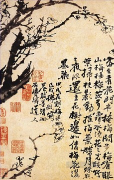 Chino Painting - Shitao prunus en flor 1694 chino antiguo